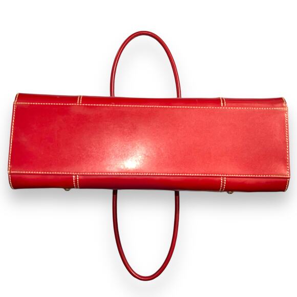 Wilsons Leather Womens Satchel Tote Bag Handbag Purse Red Leather Large - Picture 8 of 16